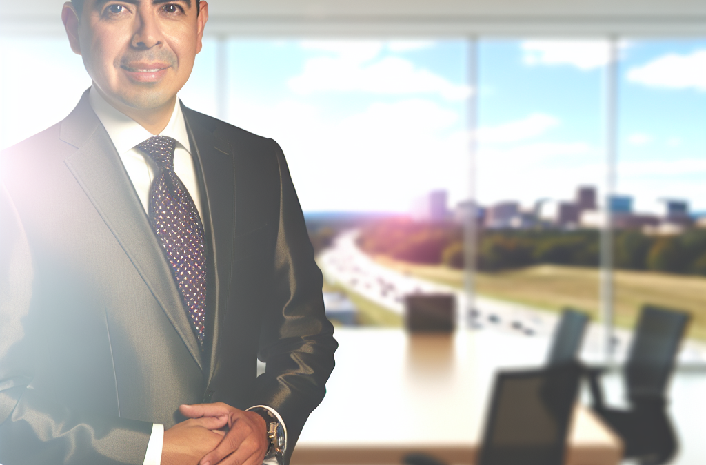 Professional businessman in a modern Northern Virginia office representing AI and education leadership